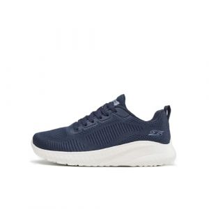 Skechers Femme Bobs Squad Chaos Face Off Basket, Tricot Technique Bleu Marine, 38.5 EU
