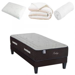 LITERIE | Pack Pr&ecirc;t &agrave; dormir Privil&egrave;ge 90x190 cm | Matelas M&eacute;moire de forme + Sommier + Accessoires Bellecour