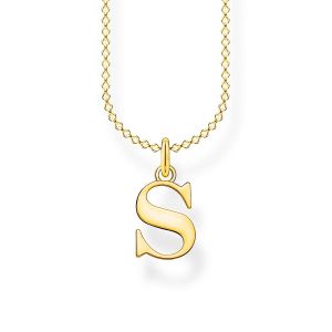 Thomas Sabo Chaîne lettre S or Argent sterling 925, doré or jaune 18 carats Jaune