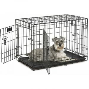 Ferplast Cage de transport pliable pour chiens DOG-INN 75, enclos pour chiots, transport en métal séparation inclus, porte double avec fermeture de sécurité, 77,4 x 48,5 x h 54,6 cm Noir