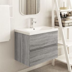 Image de VidaXL Armoire de lavabo Sonoma gris 60x38,5x45 cm Bois d'ingénierie