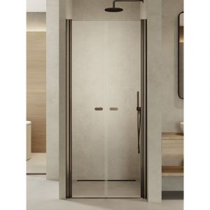 Porte de douche battante 90 cm inox bross&eacute; ANTILLES GUNMETAL BRUSHED