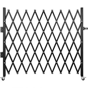 VEVOR Barrière de Sécurité Extensible Pliante Simple, 1,7 m H x 1,26 m L, Clôture d’Escalier en Acier, Roulante à 360°, Barrière à Ciseaux ou Porte avec Cadenas, pour Maison sous-Sol Garage, Noir