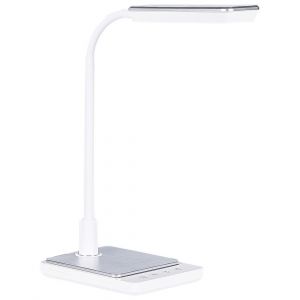 Beliani Lampe de Bureau Blanche en Pierre et Silicone 38 cm à led et Bras Pliable Centaurus