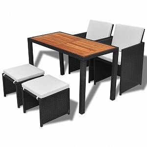 VidaXL Mobilier d'ext&eacute;rieur 11 pcs Noir R&eacute;sine tress&eacute;e Bois d'acacia