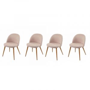 Décoshop26 Lot de 4 chaises de salle à manger crème pieds en bois style rétro