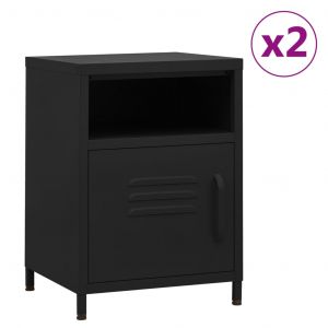 Image de VidaXL Tables de chevet 2 pcs Noir 35x35x51 cm Acier Noir