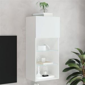 VidaXL Meuble TV avec lumières LED blanc 40,5x30x90 cm
