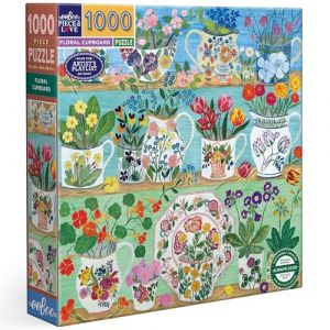 Eeboo Puzzle 1000 Pièces Étagère Fleurie - Puzzle Floral 1000 Pièces - Dimensions 58.5 cm x 58.5 cm