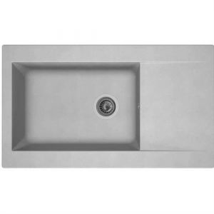 STRADOUR Evier cuisine a encastrer 1 grand bac 1 égouttoir Einna Résine 86 50 cm