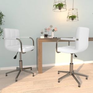 VidaXL Chaises pivotantes à manger lot de 2 blanc similicuir