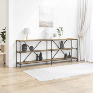 VidaXL Table Console avec &eacute;tag&egrave;re ch&ecirc;ne artisanal 200 x 30 x 75 cm
