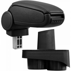 Accoudoir central pour &Scaron;koda Fabia 1 (Type 6Y) - avec compartiment - rembourr&eacute; - cuir-synth&eacute;tique - noir avec des coutures noirs 50870654