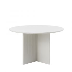 DRAWER Table à manger 4 personnes ronde en bois - Grège
