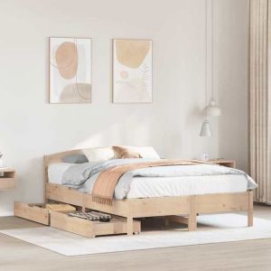 VidaXL Cadre de lit avec tête de lit 120x190 cm bois de pin massif meuble de chambre à coucher sommier lit en bois lit 3301839