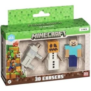 Gommes 3d - Minecraft - Lot De 3 - Figurines De Collection - Accessoires Scolaires - 5 Cm
