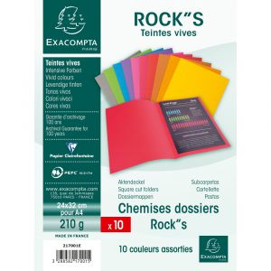 Exacompta 217104E - Paquet de 10 chemises ROCK''S 220, coloris vert sapin
