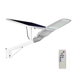 Image de V-TAC VT-ST303 lampadaire led 50w chip samsung auto alimenté avec panneau solaire et télécommande 4000K corps blanc IP65 – sku 7837