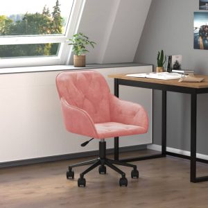 VidaXL Chaise pivotante de bureau Rose Velours Rose