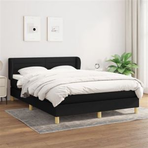 VidaXL Sommier à Lattes de Lit avec Matelas, Lit Rembourré, Lit Double, Lit Adulte de Chambre à Coucher Intérieur, Moderne, Noir 140x190 cm Tissu 3126879