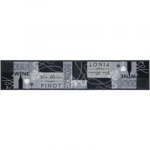VidaXL Tapis de cuisine lavable imprimé Wine gris 60x300 cm velours