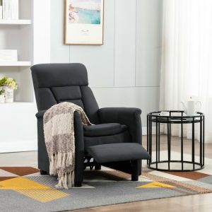 Image de VidaXL Fauteuil inclinable Gris foncé Similicuir daim