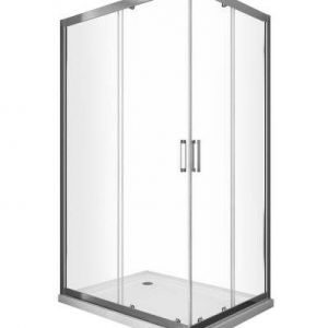 Douche de 6 mm angulaire rectangulaire avec profil chrom&eacute; (receveur non inclu) - 70 x 75