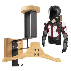 Support Casque Moto Support Casque Moto Mural en Acier Inoxydable et Bois - Organisateur Pratique