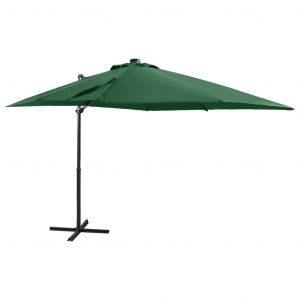 VidaXL Parasol déporté avec mât et lumières LED Vert 250 cm