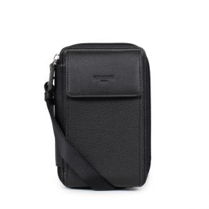 Hexagona Pochette téléphone avec portefeuille Stop RFID Cuir CONFORT Noir