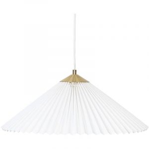 Image de Atmosphera Luminaire Suspension en vinyle Blanc et métal Doré D 49 cm