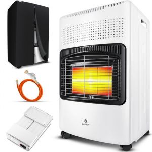 Céramique 4200 watts avec régulateur de pression, tuyau de gaz | Cheminée au gaz | Appareil de chauffage a gaz [blanche]