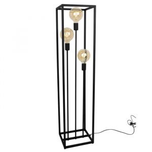 Light-Home CAGE Lampadaire Moderne - Lampadaire sur Pied Salon - Lampadaire Trepied Élégant pour Salon Chambre et Bureau - Elégante lampe industrielle - Noir - 130x30x25 cm