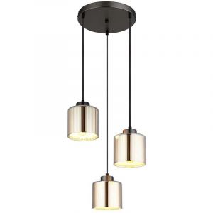 Globo Lighting Suspension lampe de salon verre noir chrome 3 ampoules H 120 cm
