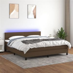 VidaXL Sommier à lattes de lit matelas et LED Marron foncé 180x200cm