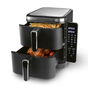 Gourmet Maxx FryUp Friteuse à air chaud verticale à double chambre | Airfryer vertical | Écran tactile rabattable | 32% d'économie d'espace | Capacité 10L | Friteuse à air chaud 2 chambres