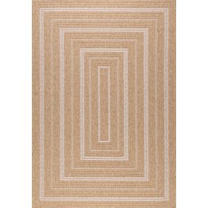Nazar Tapis int&eacute;rieur ext&eacute;rieur effet jute naturel &agrave; motif rectangulaire RUGS - 60x180 cm - NATURE - Blanc