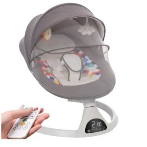 Transat B&eacute;b&eacute; &Eacute;lectrique Avec 5 Amplitudes De Vibrations, Balancelle De 0-6 Mois Avec Minuterie, T&eacute;l&eacute;commande, Musique