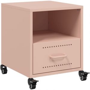 VidaXL Table de chevet rose 36x39x43,5 cm acier, armoire, meubles de chambre à coucher, support de téléphone, armoire d'appoint, armoire de chevet