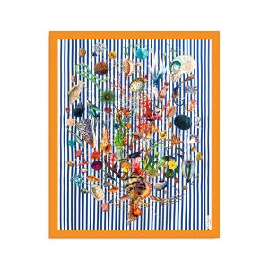 Carthusia Pareo de algod&oacute;n A'mmare con borde naranja y parte inferior a rayas