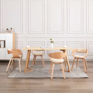 VidaXL Chaises de Salle à Manger Bois Courbé et Similicuir 4 pcs Modèle 3