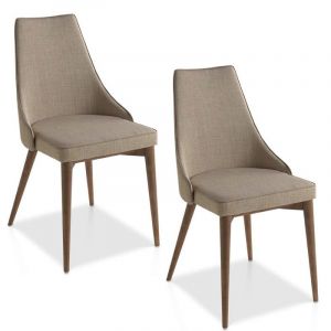 Lot de 2 Chaises Design en Tissu "Léa" 91cm Beige Prix