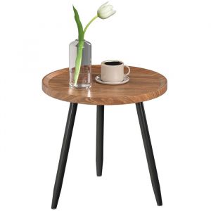 Homcom Tables basse gigogne design piètement effilé métal noir effet bois de noyer