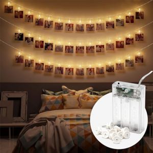 CozyHome Photo Light String 5 mètres + 50LED avec clips - pour photos - Guirlande lumineuse - éclairage - Batterie
