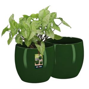 KOTARBAU Überto Lot de 2 pots de fleurs ronds en céramique Ø 125 cm H 125 cm vert pour plantes dintérieur