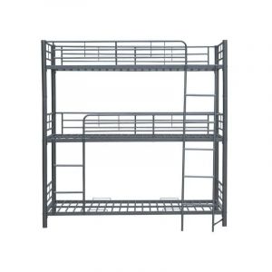 Homy France - Lit superposé Trio Gris 3 couchages 90x190cm - Gris