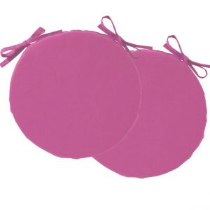 Lot de 2 galettes rondes unies pour ext&eacute;rieur - Rose framboise