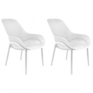 MONICA - Lot de 2 Fauteuils Coque Plastique Blanche - Altobuy