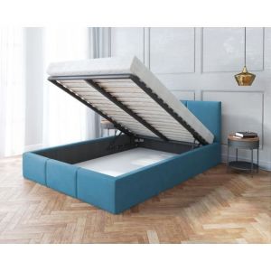 Lit Double Tesia 160x200 + coffre - Sommier inclus Azur