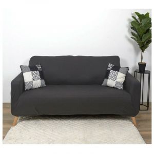 The home deco factory Housse de canapé 2 places extensible gris